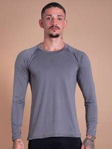 Men's Thermal Shirt UV Protection 50+ Second Skin T-Shirt Cold Mesh Blouse Gym Long Sleeve F7 NEW STYLE - 灰色 - 查看 1
