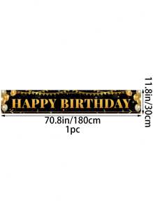 1pc Black Gold Balloon Pattern Happy 18th 30th 40th 50th 60th Birthday Banner, 18th Birthday Party Background Decoration Supplies, 30th Birthday Party Favor, 40th Birthday Decor Birthday Backdrop, 50th Birthday Gift, 60th Birthday Home Decor Room Decor Birthday Background Cloth, Indoor Outdoor Fence Banner