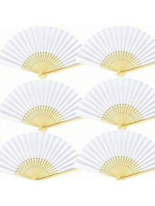1/5/6/10/12 件折叠纸扇，派对用空白折叠手扇，DIY 工艺品 - 白色 - 查看 12