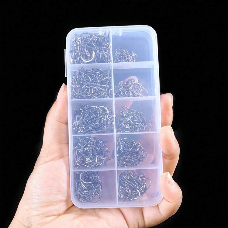 Lot De 100 Hameçons De Pêche En Acier Carbone – Ardillons Pointus, Trous, Plus 2 Poids En Cuivre – Eau Douce/salée