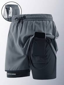 3pcs Summer Men's Quick-Dry Sports Shorts, Running Training Fitness Gym Biking Shorts Black - Black - View 3