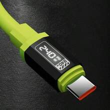 1PC PD240W超级快充数据线 适用于TYPE-C苹果15/16 高清智能LED数显硅胶充电线 Type-C转Type-C充电线 带LCD显示屏 实时电量数显 快充长线 | 光滑表面数据线 | 硅胶线 - 綠色 - 查看 10