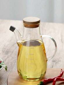 1 件装重型玻璃油分配器 - 防漏厨房必备，带测量标记，多用途瓶，用于盛放食用油、酱油和醋，耐用的家用调味容器