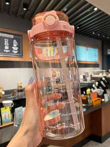 2 Litre/1.5 Litre Water Bottle With Straw Large Portable Travel Bottle Sports Fitness Mug Summer Cold Water With Time Scale