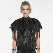Capa con plumas artificiales de estilo gótico, chal de disfraz de Halloween para hombres