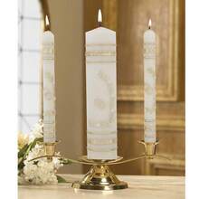 Creative Brands Will & Baumer Gold Toned Floral Wedding Candle Unity Set With Ring Design, Set Of 3 - Will & Baumer Gold Toned Floral Wedding Candle Unity Set with Ring Design - View 2
