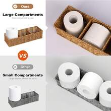 Wicker Basket With 3 Compartments, Woven Baskets For Organising, Storage Basket, Toilet Tank Basket, Bathroom Counter Organiser, Bedroom Organisation, Resin Wicker 1pc, Toilet Paper Basket,Bathroom Basket - Brown - View 5