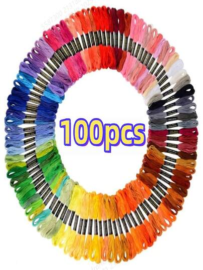 1 套 100 种颜色、12 种颜色、24 种颜色、36 种颜色、50 种颜色、彩虹绣花花十字绣、手链线、工艺线、香绣花线套装、DIY 刺绣缝纫线、DIY 工艺