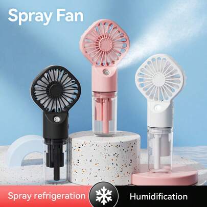 1 Pc Portable Handheld Spray Fan,Silent USB Rechargeable Misting Fan,800mAh,4 Speed Modes,Mini Desktop Fan For Home,Travel,Office Summer Cooling,Beach,Travel