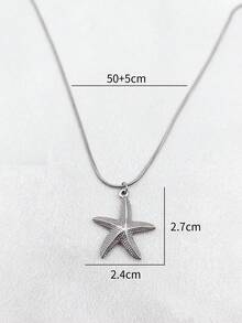 1 件夏季不锈钢海星形项链 - 銀色 - 查看 5