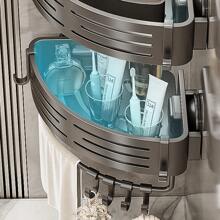 Eckregal für die Dusche ohne Bohren - Schwerlast-Aluminium Badezimmer Aufbewahrungsregal mit eingebauten Ablagen, rostfrei, platzsparendes Dreieck-Design für Shampoo, Seife und Toilettenartikel, modernes Bad Accessoire | Haltbares Aluminium Badezimmer Accessoire Badezimmer Organizer Schulanfang