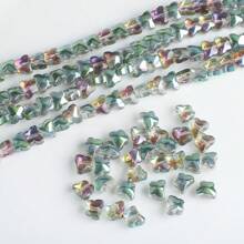 50pcs 8mm Side Hole Heart Shape / Center Hole Butterfly Glass Beads For DIY Handmade Jewelry, Suitable For Necklace, Bracelet, Earrings, Waist Chain, Headwear, Shoes, Accessories, Phone, Keychain, Pendants