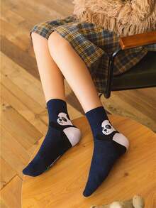 5 pares de calcetines con dibujos de animales lindos, calcetines cómodos y divertidos de media pantorrilla - Multicolor - Ver 2