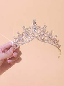 1pc Elegant Vintage Royal Style Rhinestone Tiara Crown, Suitable For Party, Birthday, Photo Shoot, Flower Girl, Children's Gift, Fashionable & Graceful Kids Hair Accessory