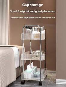 透明紧凑型滚动推车，多层移动储物架，适用于浴室、床边、零食、卧室、化妆品 - 彩色 - 查看 9