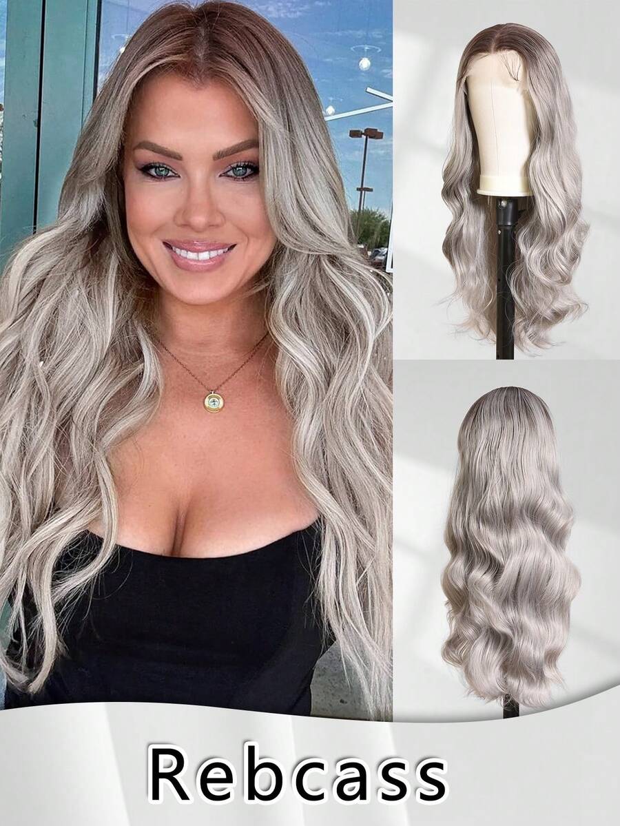 日本进口合成纤维耐热前蕾丝假发，带婴儿头发 13*4 26 英寸黑色长波浪发日常使用高品质女士自然造型高品质合成柔软初学者友好假发