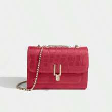 Bolso de hombro de patente con cadena para mujer, nuevo diseño de moda con estampado de cocodrilo