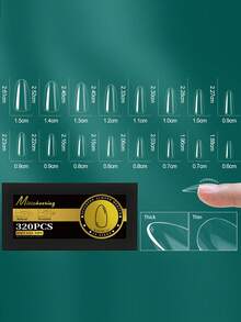 160片-320片热销透明假指甲美甲拱形指甲半磨砂美甲无痕假指甲 - 無色 - 查看 13