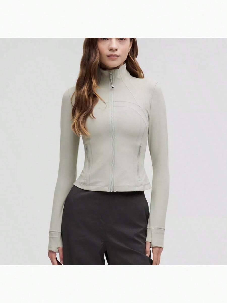 Define Cropped Jacket Nulu-For Yoga Gym Running-Sweat-Wicking-Yoga-All Seasons Sport-Spring/Summer-Autumn/Winter-Back To School - Jade Grey - View 1