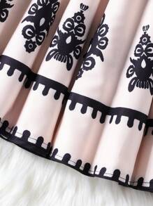 Set de 2 piezas para niñas jóvenes con top corto de tirantes y falda larga estampada vintage de verano