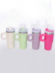 1 件 14 盎司纯色简约大气不锈钢杯、随行杯、带盖水杯、吸管、简约时尚旅行杯 - 不锈钢真空冷水杯、便携式防漏杯、朋友和家人礼品杯、户外饮水设备、健身、旅行、家庭、办公室。返校 - 彩色 - 查看 6