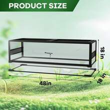 34 Gallon Reptile Glass Terrarium, 24" X 18" X 18" With Top & Side Screen Ventilation Reptile Terrarium, Double Hinge Door & Anti Escape Reptile Tank For Lizard Tortoise Snake - Transparent 67 Gallon - View 3