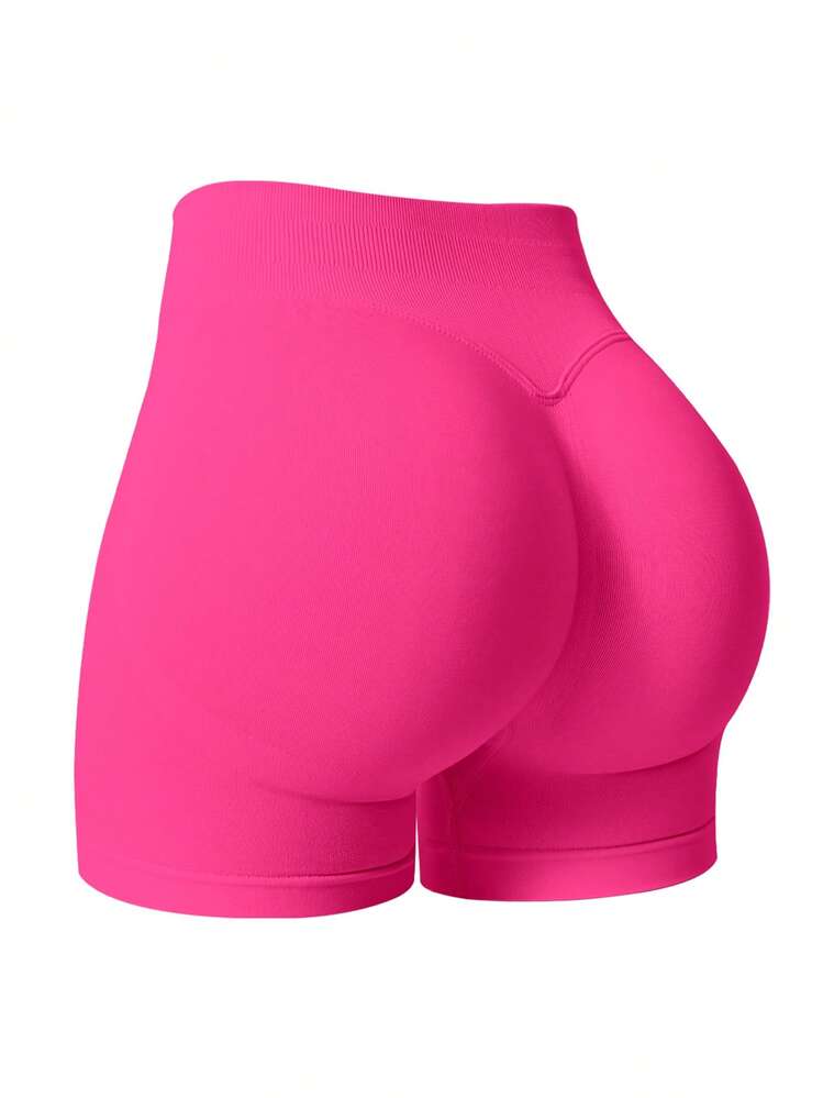 Shorts Curtos Ajustados Versáteis para Corrida e Exercícios, Cor Sólida, Verão, Esportes - Pink - Visão 1