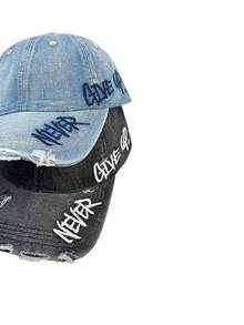 1pc New Distressed Frayed Embroidered Letter Baseball Cap, Fashion Versatile Sunshade Hat