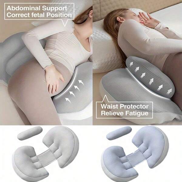 1 pieza Almohada de embarazo ergonómica para dormir de lado - Soporte corporal completo para la espalda, el vientre, las caderas y la cintura - Almohada de maternidad ajustable para un sueño cómodo
