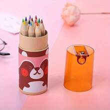 12 Colors Mechanical Pencil Set With Built-In Sharpener, Cute Panda Themed Colored Pencils With Wooden Stand And Sharpener - Great For Students, Artists, And Party Decorations, Party Supplies | Back To School, School Opening Gifts, Fun Design | Wooden Stand, Pencil Organizer, Birthday Gift - Christmas Gift - Easter Gift - Valentine's Day Gift - Perfect Gift