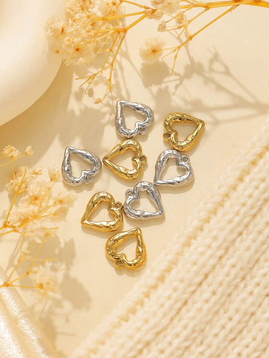 5件/包 304 不锈钢空心心形浮雕 DIY 珠宝配件 - 鏤空愛心配件 - 查看 1