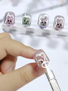 New Rabbit Bear Cat Eye Magnet Stick Set Nail Art Tools Small Iron Piece Magnet Stick For Magnetic Polish Effects Nail Cute Fold Ear Rabbit Shaped Multifunctional Manicure Tools,Nail Supplies,Nail Tools,Nail Art Tools,Back To School,Nails,Nail Tools For Press On Nails - Multicolor - View 4