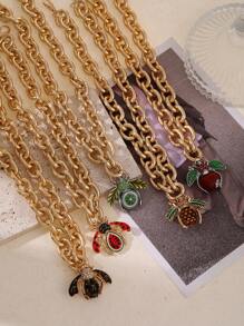 1 peça personalizada exagerada liga strass abelha cereja melancia abacaxi fruta broche estilo pingente corrente robusta colar festa ao ar livre viagem música festival celebração feriado vestir, moda verão homens e mulheres centenas de modelos de joias presente para amigos irmãos colegas de classe
