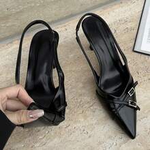 Moderne Damen-Sandalen in Rot - Stylische High Heels, Pumps und Slingbacks mit spitzen Absätzen und Schnallen für Damen. - Schwarz - Übersicht 1