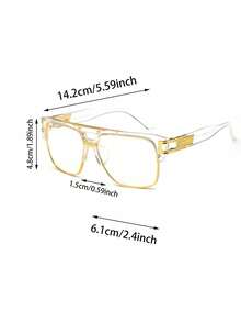 复古风格 4 件套方形框架眼镜套装 - 非处方全框时尚眼镜，配有透明 PC 镜片、镁铝合金，含眼镜盒 - 送给男士的完美礼物 - 無色 - 查看 5