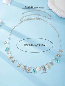 1 chiếc mặt dây chuyền hình sao biển, vỏ sò, họa tiết san hô, dây đeo eo chủ đề biển, dây đeo bụng phong cách Boho, thích hợp cho du lịch biển, tiệc tùng, bikini, phụ kiện ngày lễ. - Nhiều màu - Xem 3