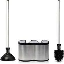 Casaphoria - Escobilla y Soporte de plástico para Inodoro Compacto y no Empotrado, para Almacenamiento y organización de baño, Ahorro de Espacio, Resistente, Limpieza Profunda, Cepillo para Polvo - Mango largo de lujo - Ver 3