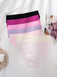 7pcs/Pack Women Seamless No-Show Panties, Multi-Color, Sports & Casual Comfort Triangle Briefs - Multicolor - View 4