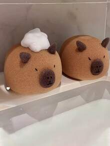 1/2浴室沐浴球水豚沐浴球沐浴洗面奶沐浴搓澡海绵可爱柔软沐浴擦浴用品可爱礼物动物沐浴球 - 彩色 - 查看 3