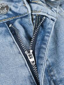 HIMARRI Jeans Ajustados de Alta Elasticidad para Mujer, Mezcla de Rayón, Pantalones de Denim de Pierna Recta y Cintura Media, Color Sólido, con Cierre de Cremallera y Bolsillos, para Estilo Urbano Todo-Tiempo - Gris - Ver 3