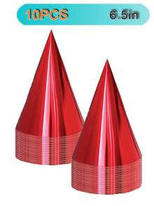 6 szt./10 szt. Kolorowe czapki na przyjęcie urodzinowe, czapki stożkowe dla dorosłych, metaliczne nakrycia głowy w kształcie stożka, czapki na przyjęcie urodzinowe dla dorosłych, zestaw hurtowy w 6 kolorach (metaliczny niebieski/zielony/złoty/srebrny/gorący róż/czerwony) - Wielokolorowe - Zobacz 19
