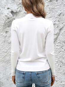 Blusa dama mujer cuello alto tortuga blanco manga larga versatil basico canale mangas - Blanco - Ver 3