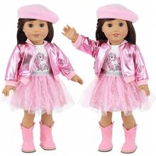 16-18 英寸婴儿娃娃粉色夹克服装套装，多件套春秋公主裙套装，包括夹克、薄纱裙、上衣、帽子 - 彩色 - 查看 10