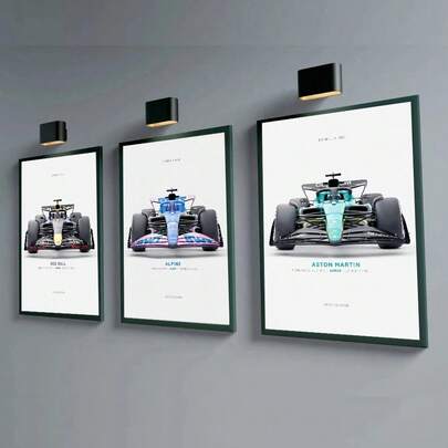 3 sztuki plakatów ściennych Nowoczesne najnowsze popularne sporty motorowe samochód wyścigowy dekoracja ścienna do domu plakat Formuła F1 obraz na płótnie sztuka ścienna estetyczny wystrój domu, sztuka na płótnie, wysoka jakość, opcjonalna rama