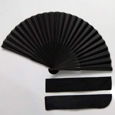 Set de 3 abanicos plegables negros clásicos, un regalo de enfriamiento de verano, elegante y de moda, fácil de llevar y guardar en el bolso, para bodas, fiestas, actuaciones, baile, decoración del hogar, festivales y propósitos de regalo, como regalo de cumpleaños o graduación