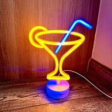 1 件彩虹霓虹灯房间装饰灯，电池或 USB 供电，适用于卧室、宿舍、庭院、露营、酒吧、餐厅、派对、家居、户外装饰