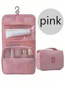 1pc Hanging Toiletry Bag, Bathroom Storage Bag, Toiletries Organizer, Cosmetic Storage Bag, Multi-Function Organizer Bag For Eye Shadow, Mirror, Eyeliner, Lip Gloss, Skin Care Products, Toothbrush, Toothbrush Cup, Soap, Shampoo, Comb, Watch, Mobile Phone, Necklace, Jewelry, Digital Product Storage, Travel Essentials, Holiday Organizer, Bathroom Essentials.