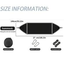 Hammock With Mosquito Net, Sturdy Outdoor Hammock, Anti-Rollover And Tilting, Mosquito And Insect Repellent, Large Space, Double Use, Easy To Store And Light, Large And Comfortable Space, Suitable For Camping, Travel, Picnic, Hiking, Weekend Trips, Outdoor Adventures, Courtyard Garden Use - Black - View 5
