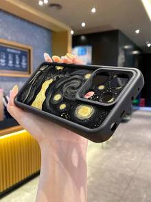 1 件奢华深色漩涡空间设计黑色陶瓷镜头保护防撞厚手机壳，兼容 16/Redmi/Infinix/Vivo/OPPO 防水防震防摔防刮 - 黑色 - 查看 8