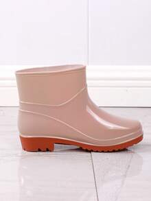 Women's Rain Boots, Solid Color Commuter PVC (Polyvinyl Chloride) Rain Shoes, Outdoor Garden Shoes, Non-Slip Waterproof Boots, Waterproof Shoes, Khaki, Black, Women's Water Shoes, Kitchen Rubber Shoes - Khaki - View 4